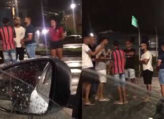 Homens são flagrados brigando próximo a bar em Salvador; assista