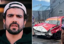 Caio Castro sofre acidente durante treino de corrida; carro ficou com dianteira destruída